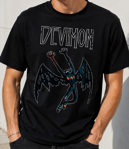 Camiseta Led Devimon - Color – Demonio Alado de Anime y Metal (negra)