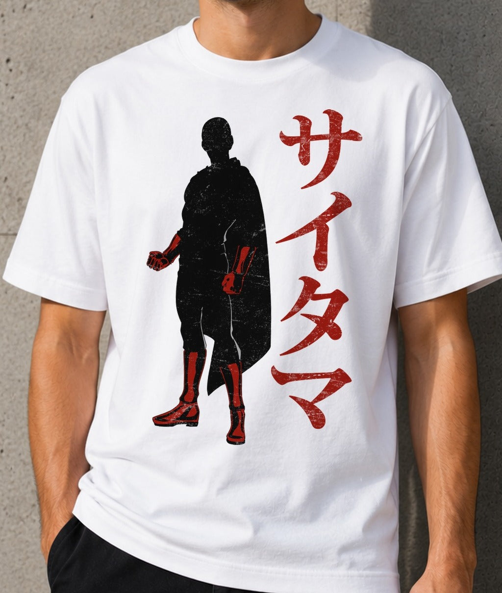 Camiseta Lethal Punch – Saitama de One Punch Man (blanca)