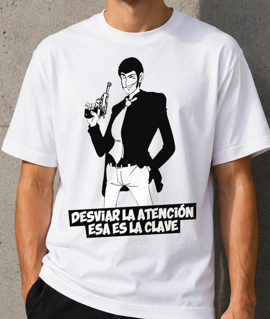Camiseta Lupin III – Anime Retro (blanca)