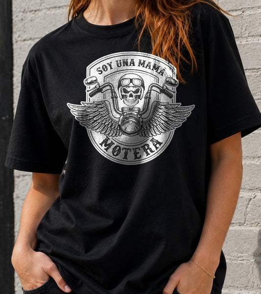 Camiseta Mama Motera – Regalo para madres moteras (negra)