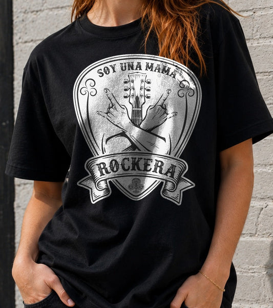Camiseta Mamá Rockera – Regalo Día de la Madre (negra)