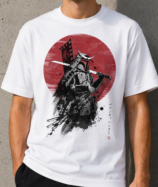 Camiseta Mandalorian Samurai – Star Wars (blanca)