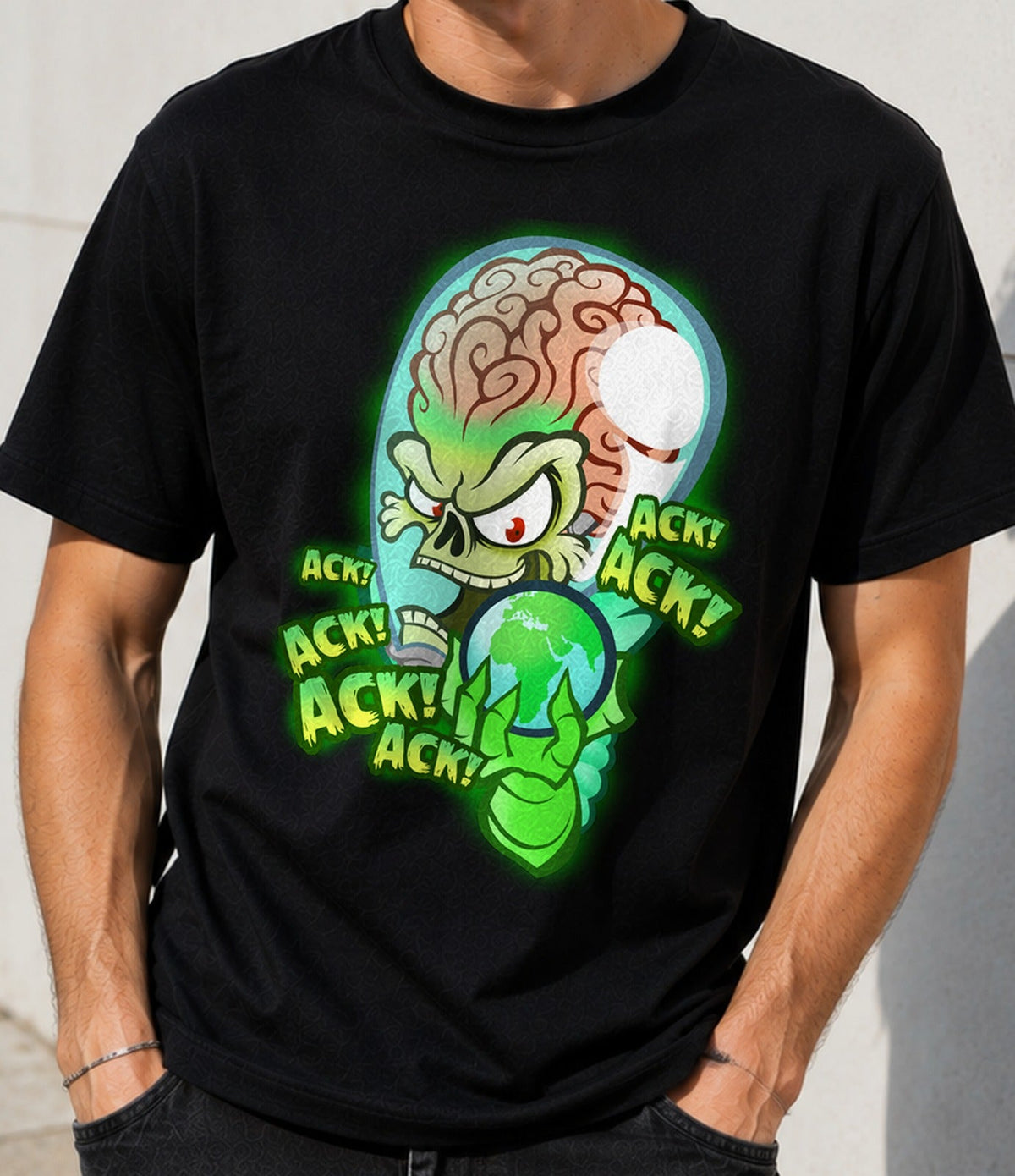 Camiseta Marsattacks – Invasión Alienígena Retro (negra)