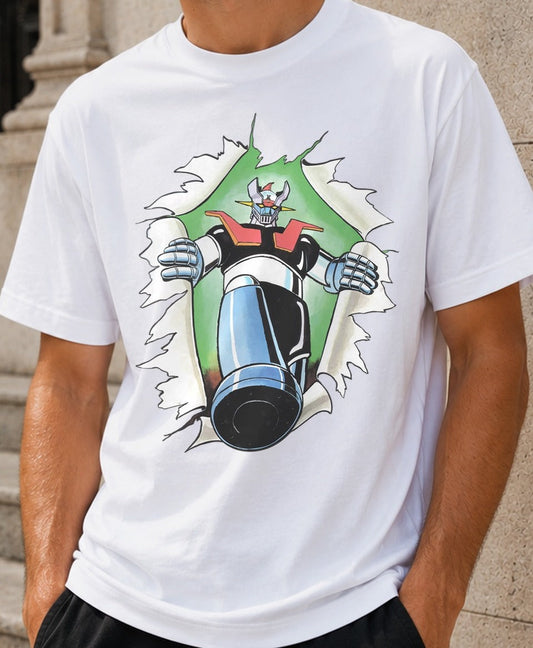 Camiseta Mazinger Z – Anime Robot Clásico (blanca)