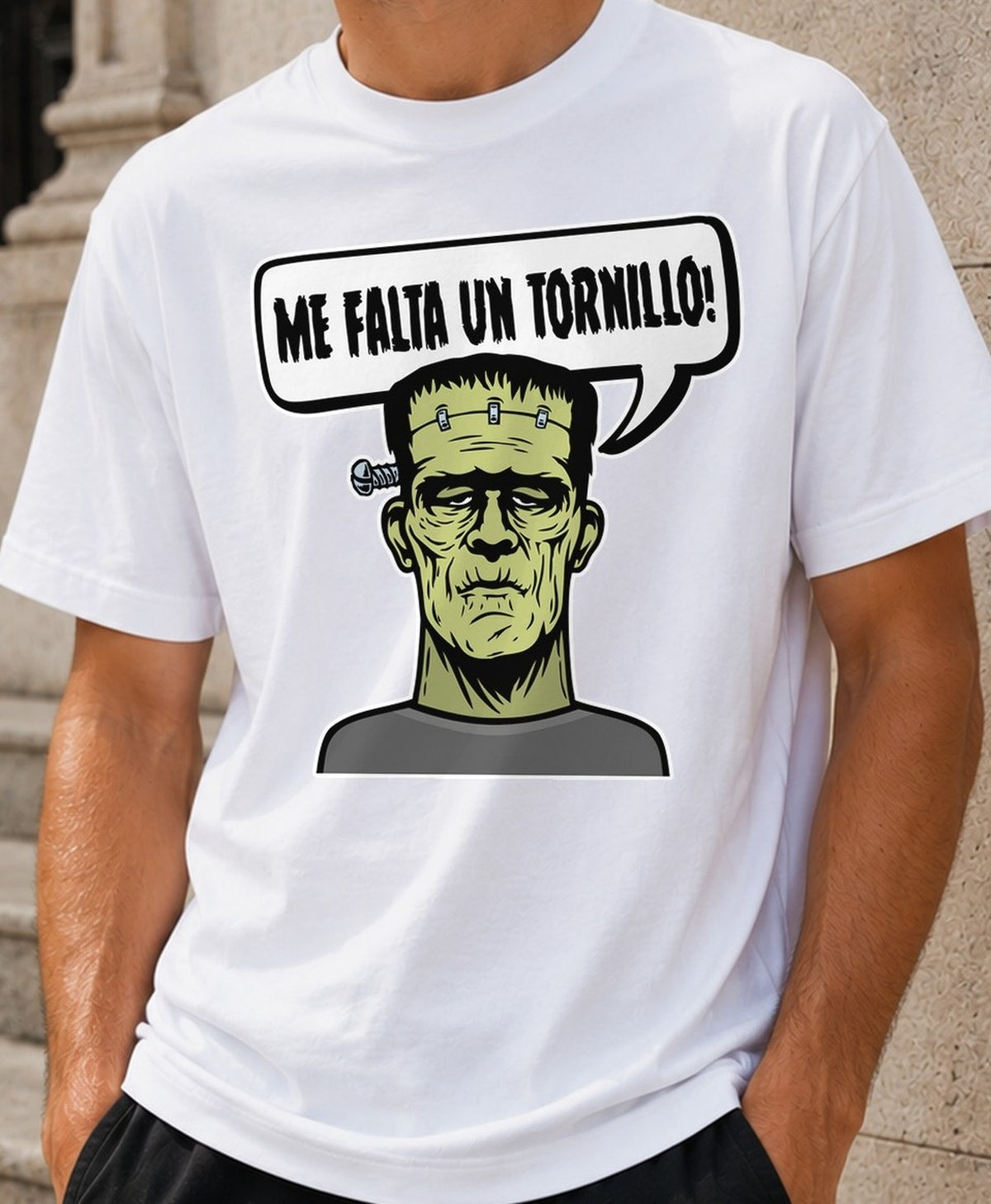 Camiseta Me Falta un Tornillo – Frankenstein Terror (blanca)