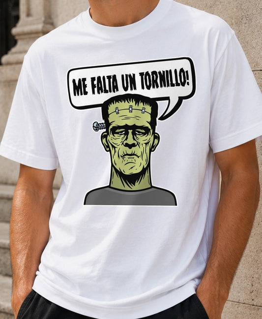 Camiseta Me Falta un Tornillo – Frankenstein Terror (blanca)