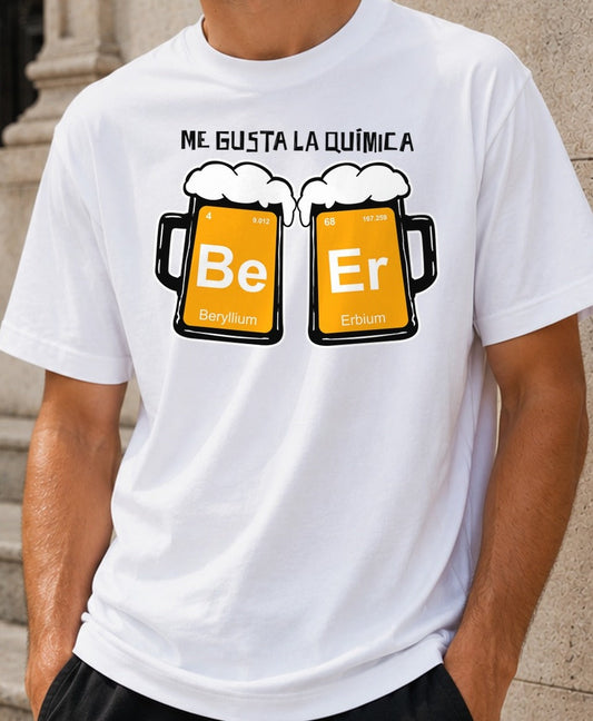 Camiseta Me Gusta la Química - Beer – Regalo para cerveceros (blanca)