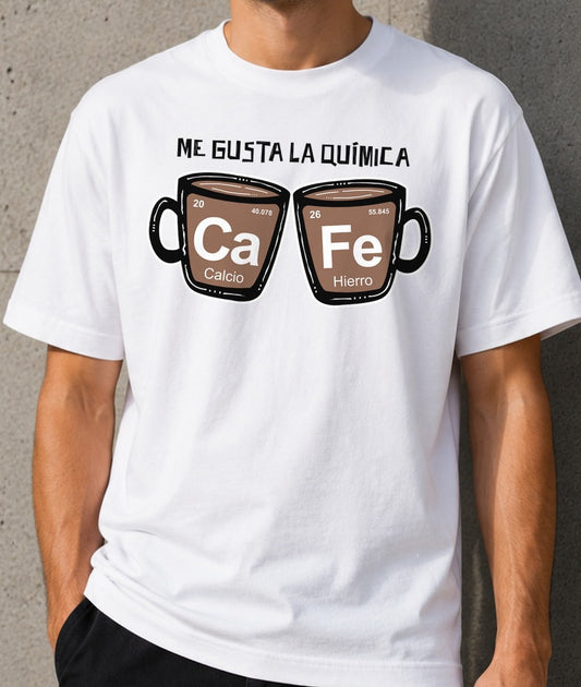 Camiseta Me Gusta la Química - Café – Regalo para cafeteros (blanca)
