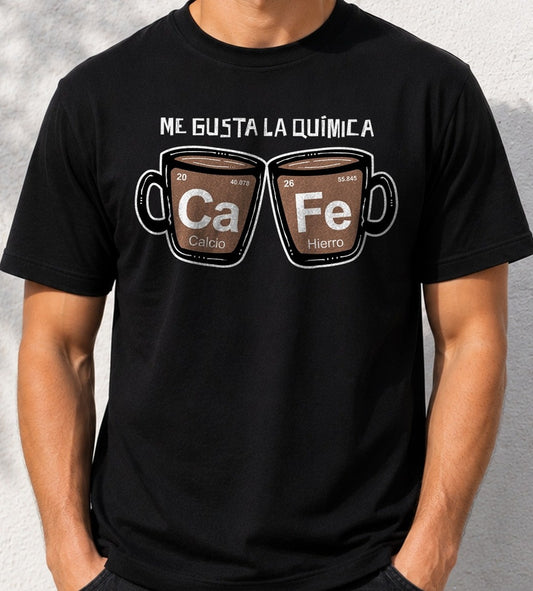 Camiseta Me Gusta la Química - Café – Regalo para cafeteros (negra)
