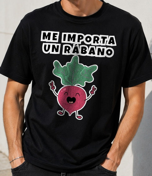 Camiseta Me Importa un Rábano – Regalo con Humor (negra)