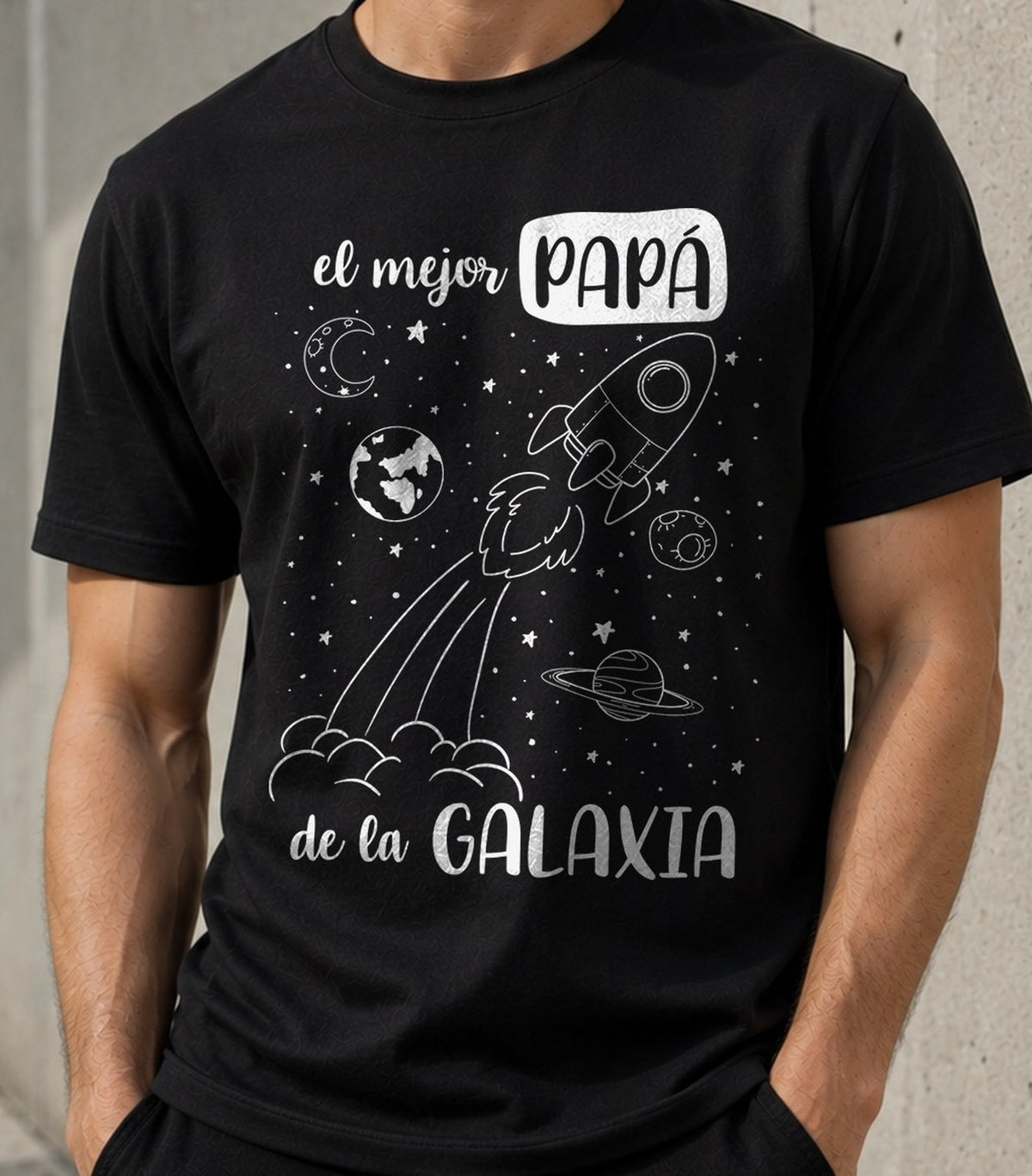 Camiseta El Mejor Papá de la Galaxia – Regalo Día del Padre (negra)