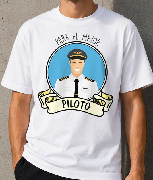 Camiseta Mejor Piloto – Regalo para pilotos (blanca)