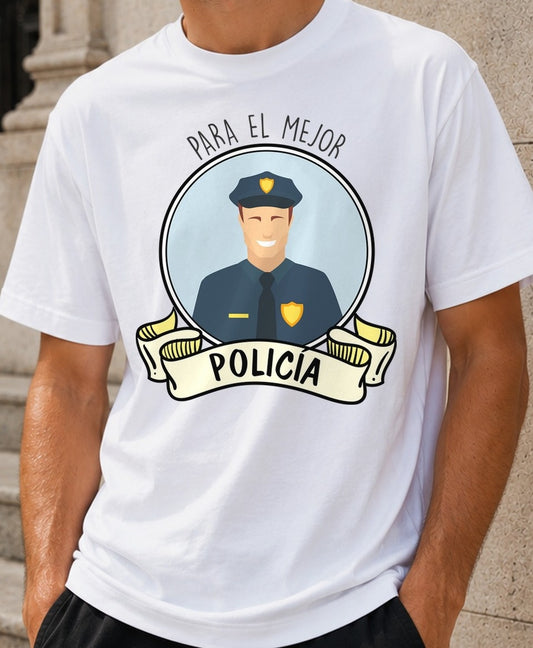 Camiseta Mejor Policía – Regalo para Policías (blanca)