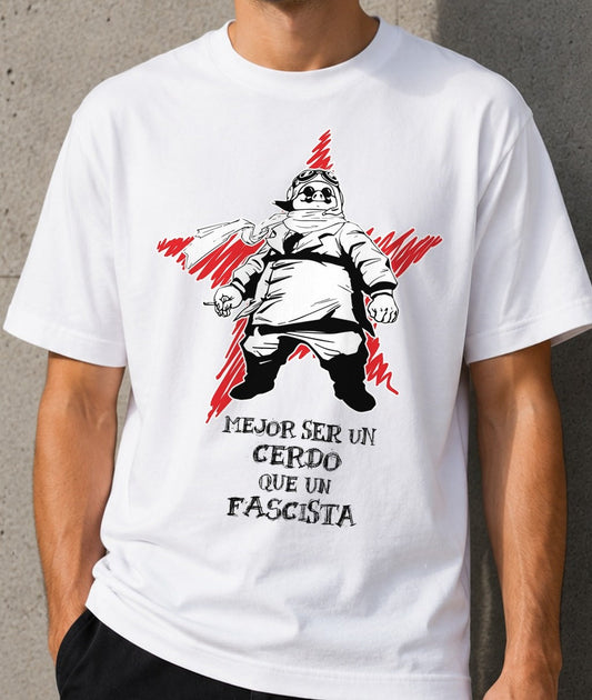 Camiseta Mejor ser un cerdo – Porco Rosso de Studio Ghibli (blanca)
