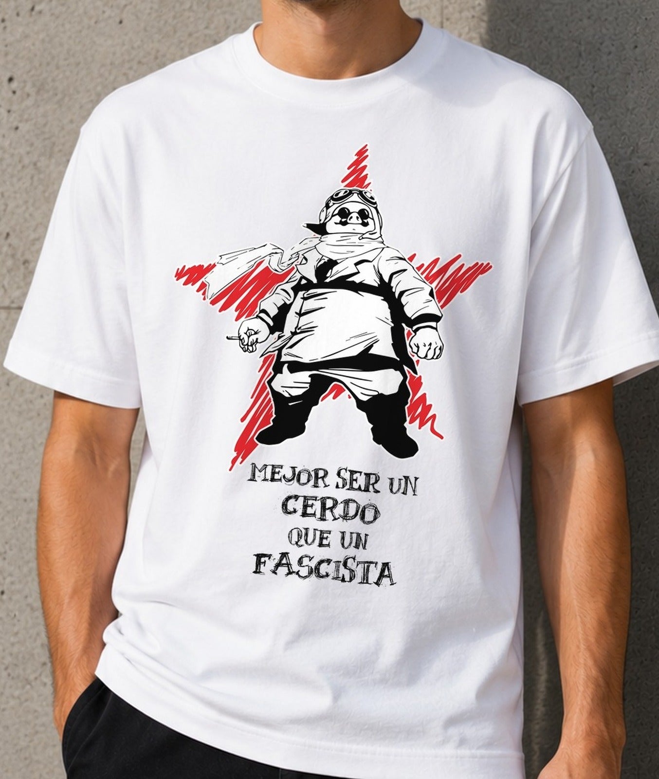 Camiseta Mejor ser un cerdo – Porco Rosso de Studio Ghibli (blanca)