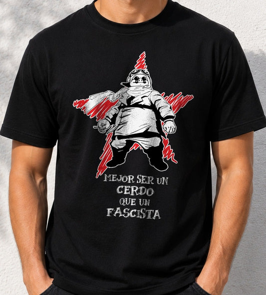 Camiseta Mejor ser un cerdo – Porco Rosso de Studio Ghibli (negra)