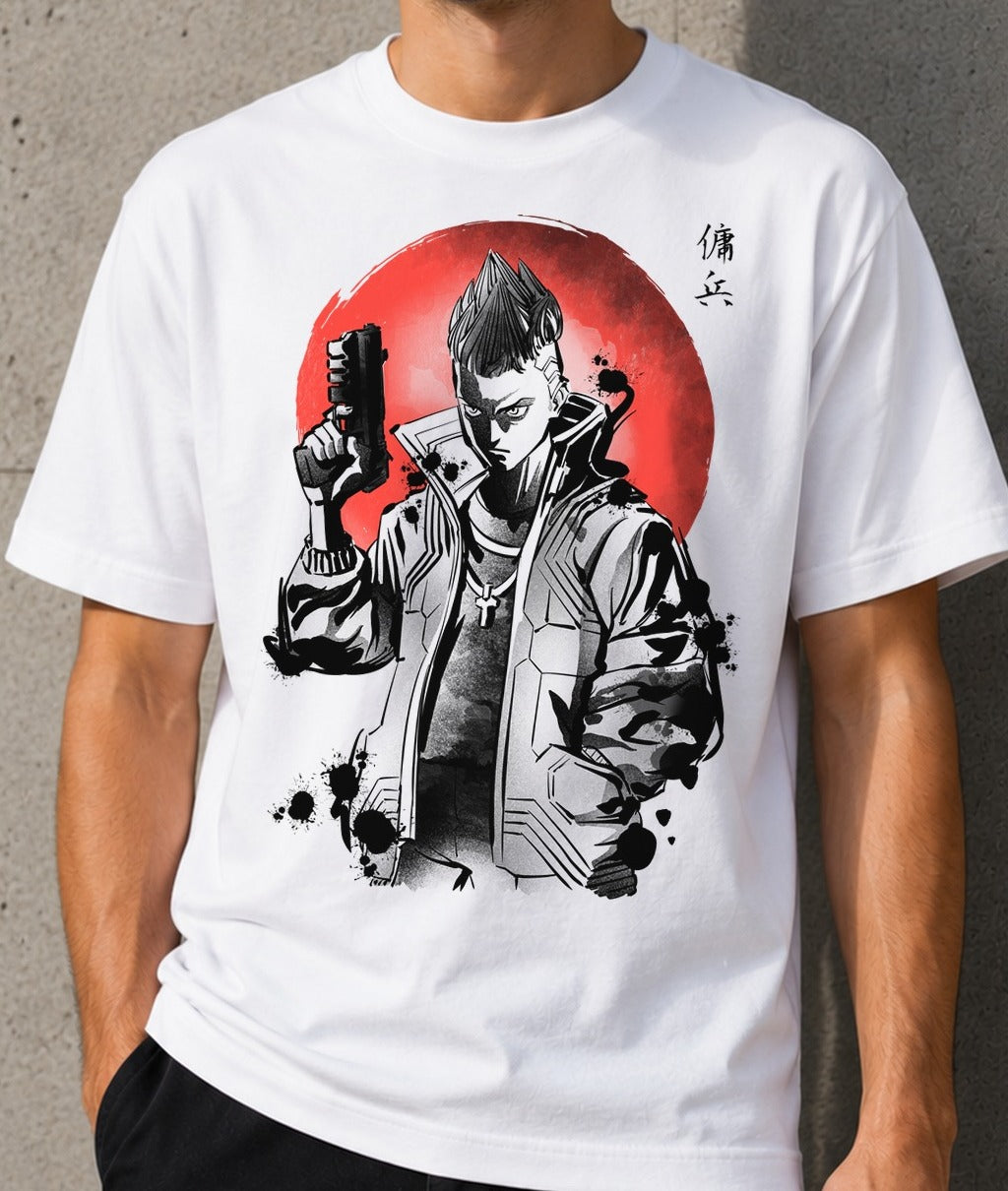 Camiseta Mercenary under the sun – Cyberpunk Edgerunners (blanca)