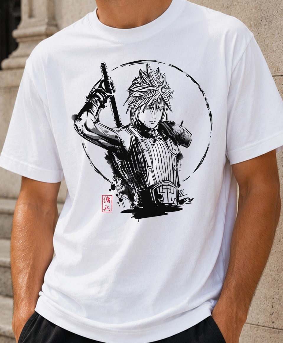 Camiseta Mercenary Warrior – Cloud de Final Fantasy VII (blanca)
