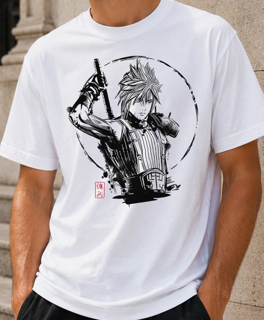 Camiseta Mercenary Warrior – Cloud de Final Fantasy VII (blanca)