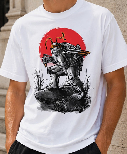 Camiseta Mickey under the sun – Michelangelo de Tortugas Ninja (blanca)