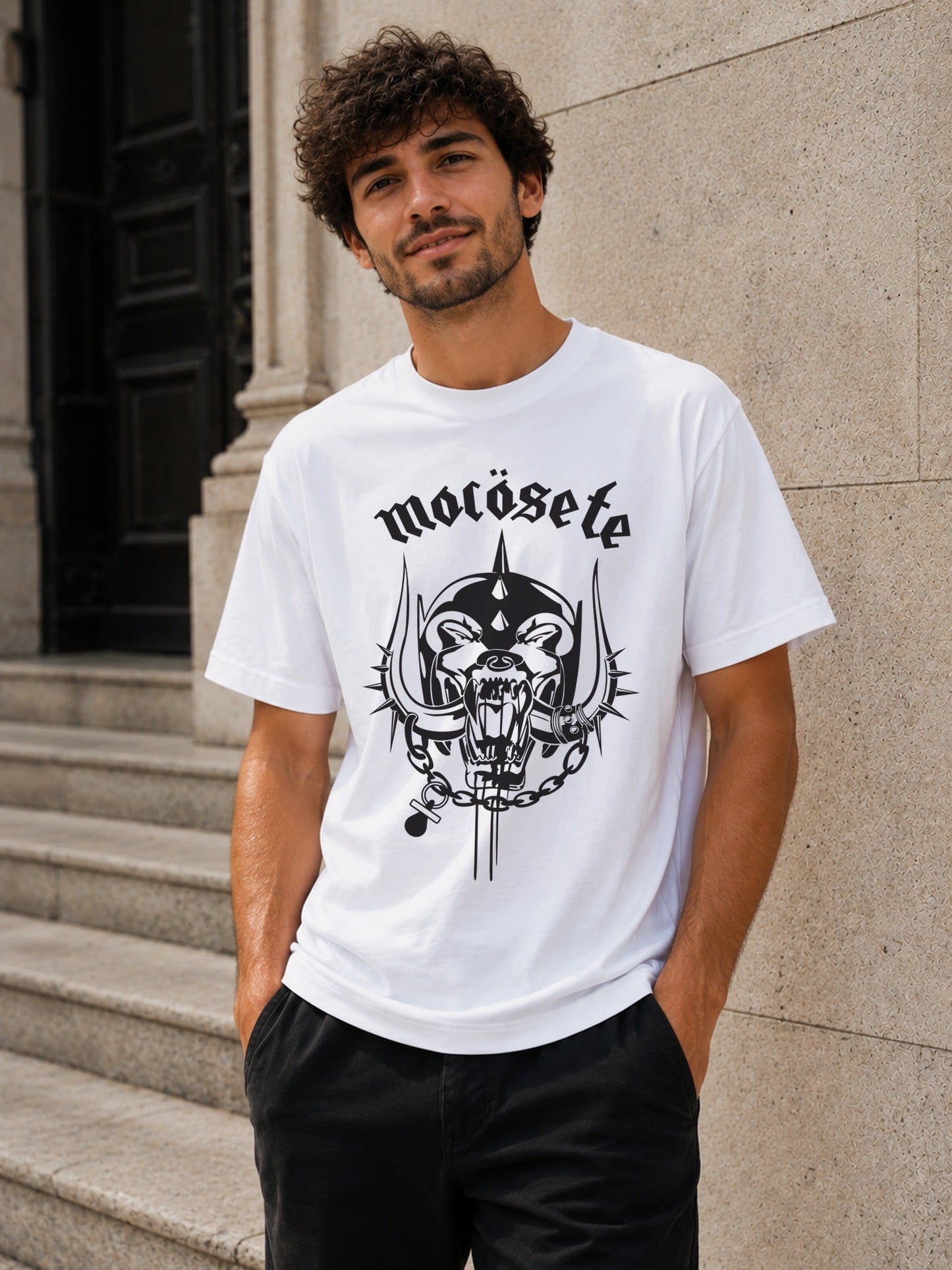 Camiseta con el diseño Mocösete – Parodia rockera para moteros y roqueros, de Paranoia Records