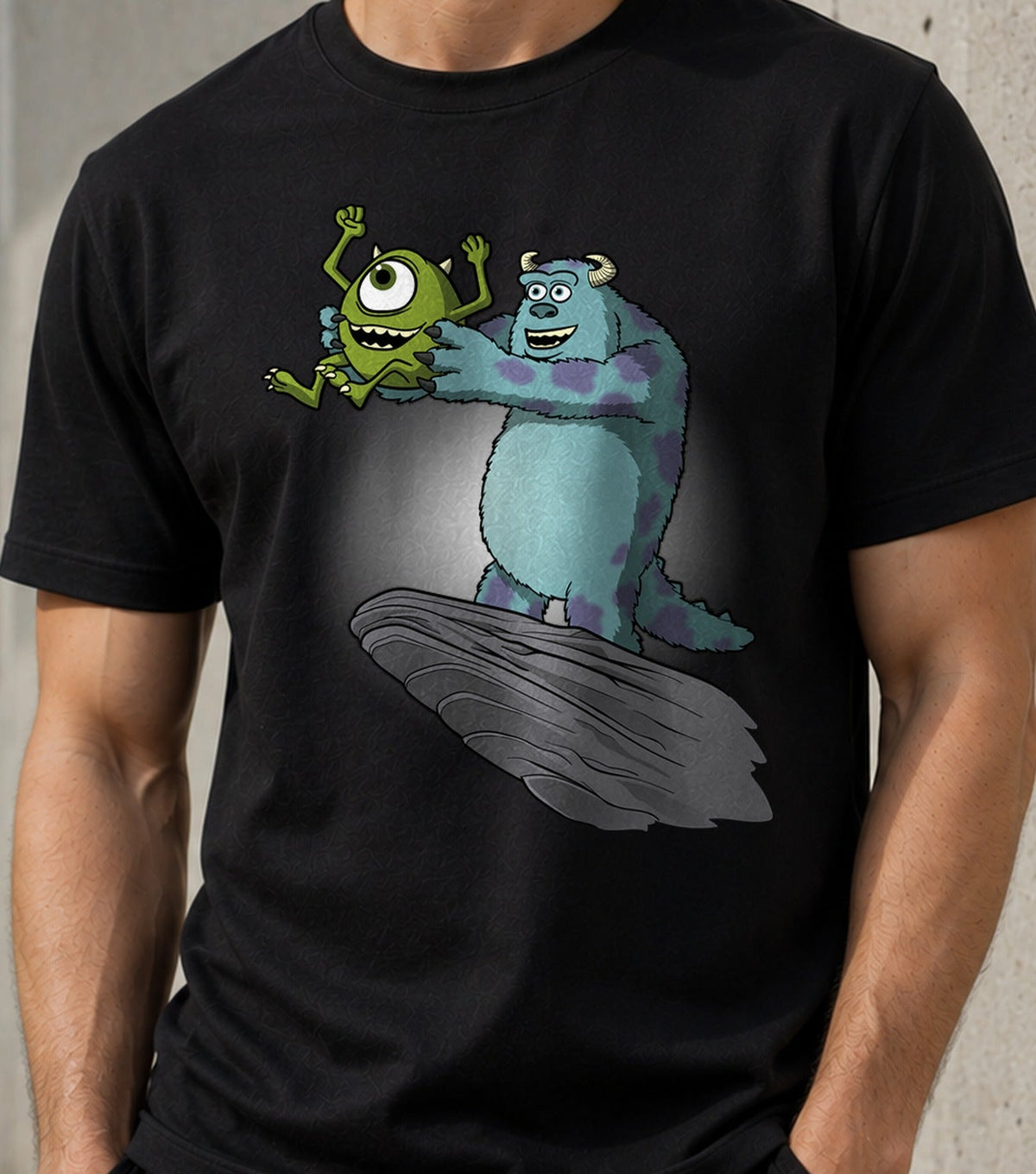 Camiseta Monster King – Monstruos Animados y Escena de Película Clásica (negra)