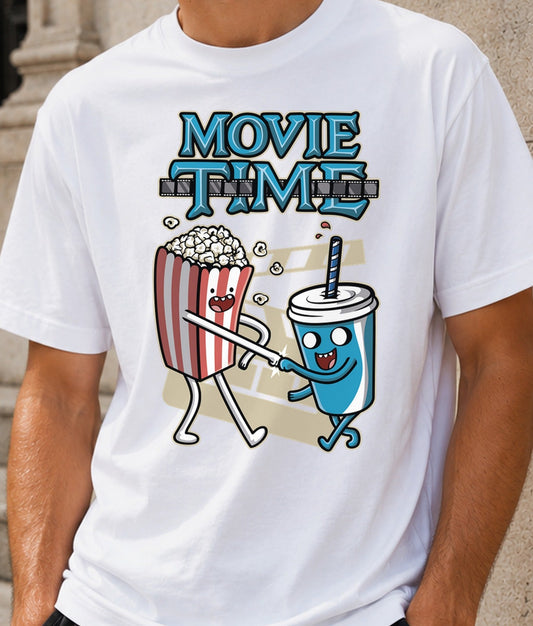 Camiseta Movie Time – Palomitas y Refresco de Cine (blanca)