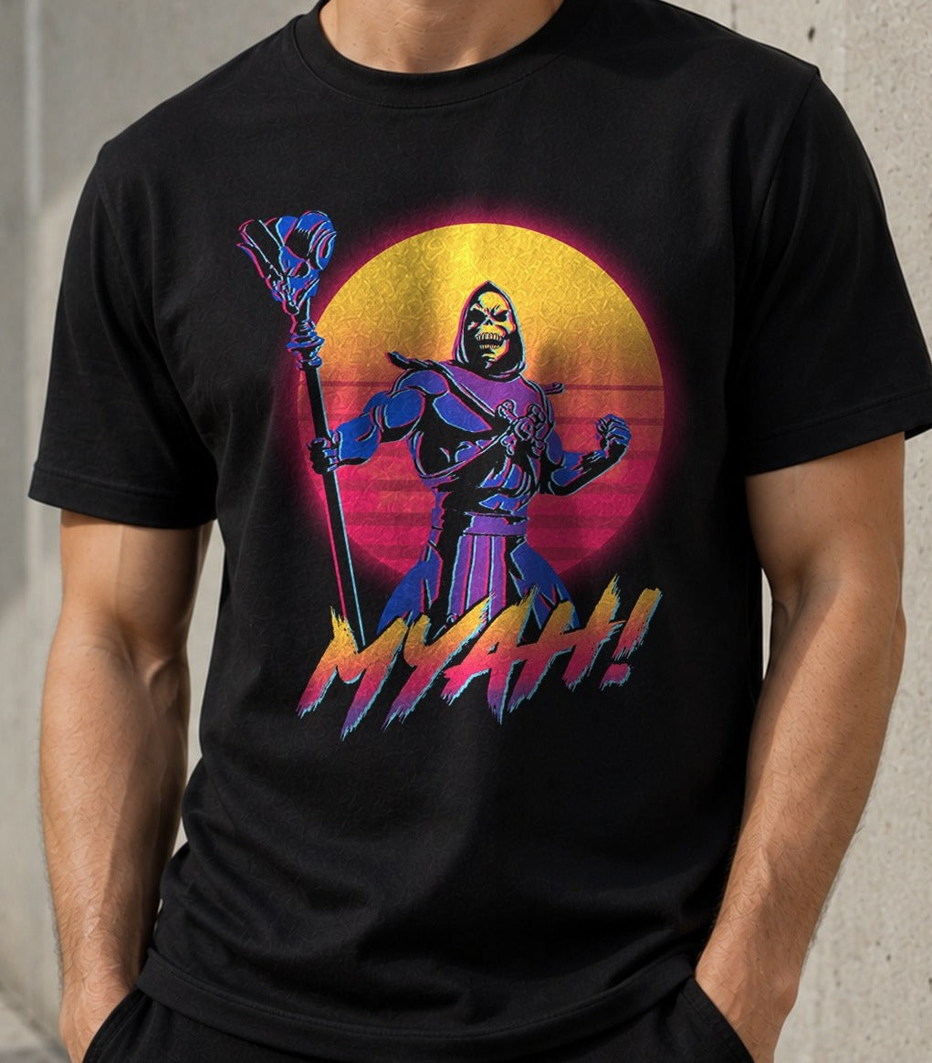 Camiseta Myah! – Skeletor de He-Man (negra)