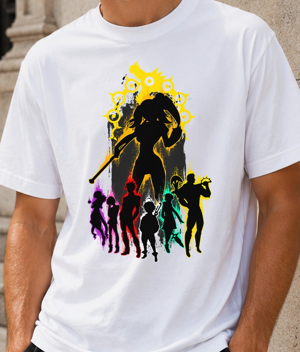 Camiseta Nanatsunotaizai- 7Deadlyy – Anime de los Pecados Capitales (blanca)