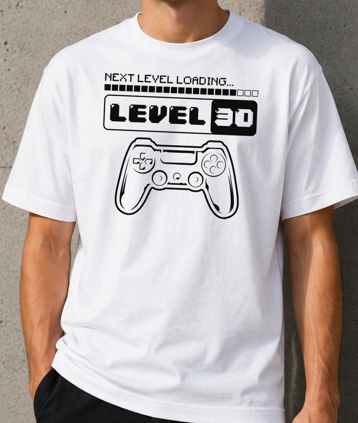 Camiseta Next Level 30 – Regalo de cumpleaños gamer (blanca)