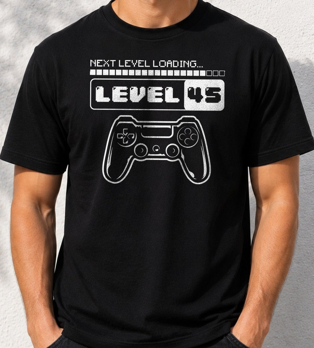 Camiseta Next Level 45 – Regalo de Cumpleaños Gamer (negra)
