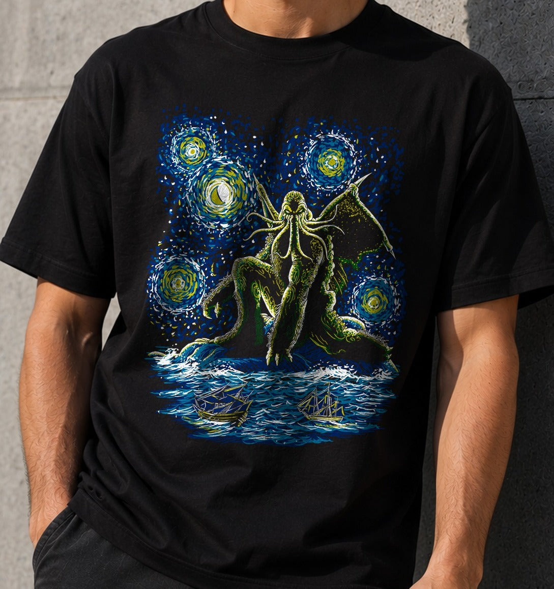 Camiseta Night of Cthulhu – Lovecraft (negra)