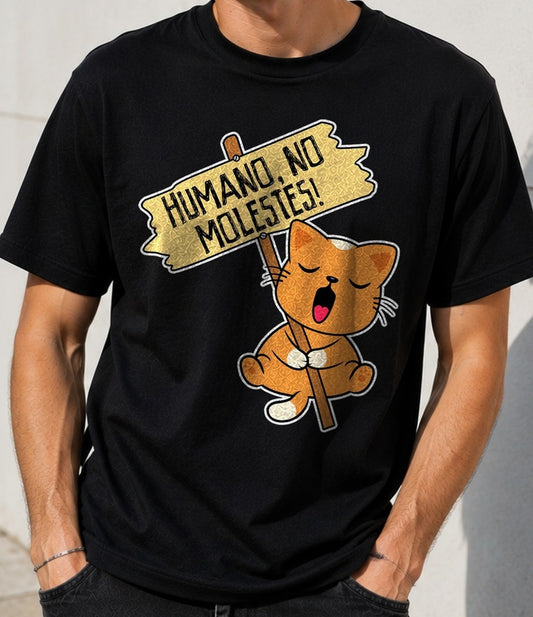 Camiseta No Molestes – Regalo para amantes de los gatos (negra)