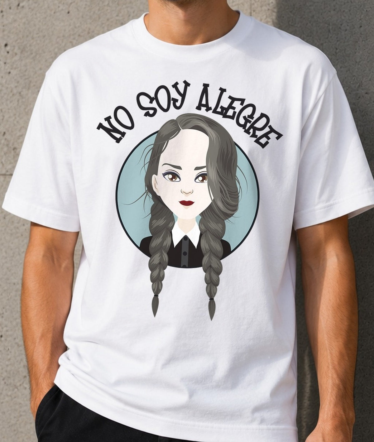 Camiseta No Soy Alegre – Miércoles Addams (blanca)
