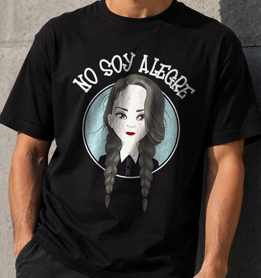 Camiseta No Soy Alegre – Miércoles Addams (negra)