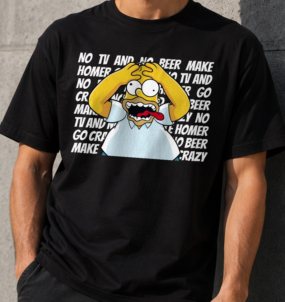 Camiseta No TV and no beer – Frase de Humor sobre la Cerveza (negra)
