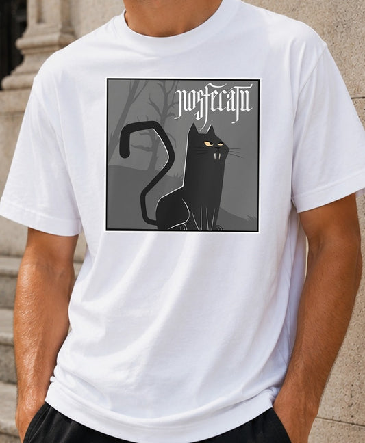Camiseta Nosfecatu – Terror Gatuno estilo Nosferatu (blanca)