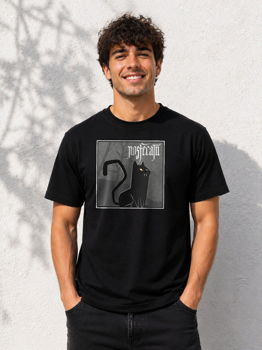 Camiseta con el diseño Nosfecatu – Parodia felina de Nosferatu para Halloween, de Paranoia Records