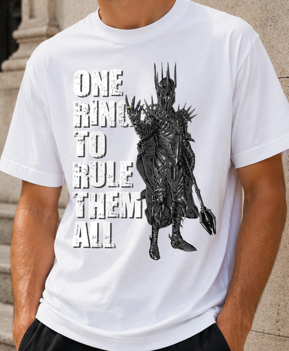 Camiseta One Ring To Rule Them All – El Señor de los Anillos (blanca)