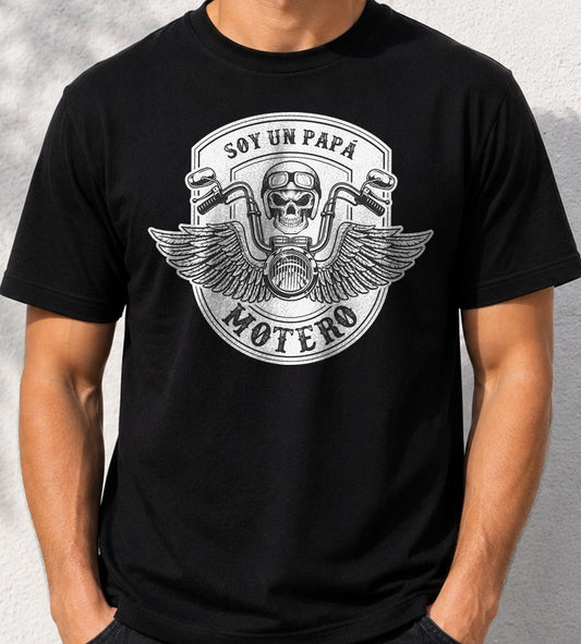 Camiseta Papá Motero – Regalo Día del Padre (negra)