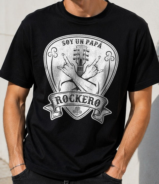 Camiseta Papá Rockero – Regalo Día del Padre (negra)