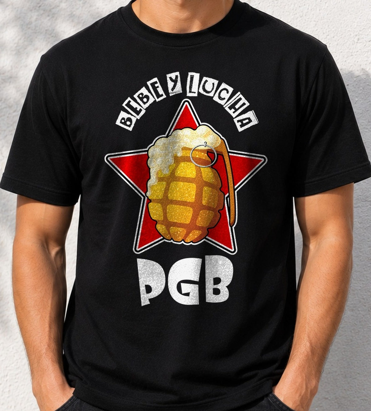 Camiseta PGB – Bebe y Lucha (negra)