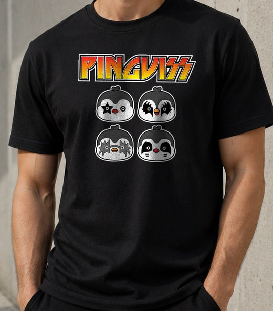 Camiseta Pinguiss – Regalo para rockeros (negra)