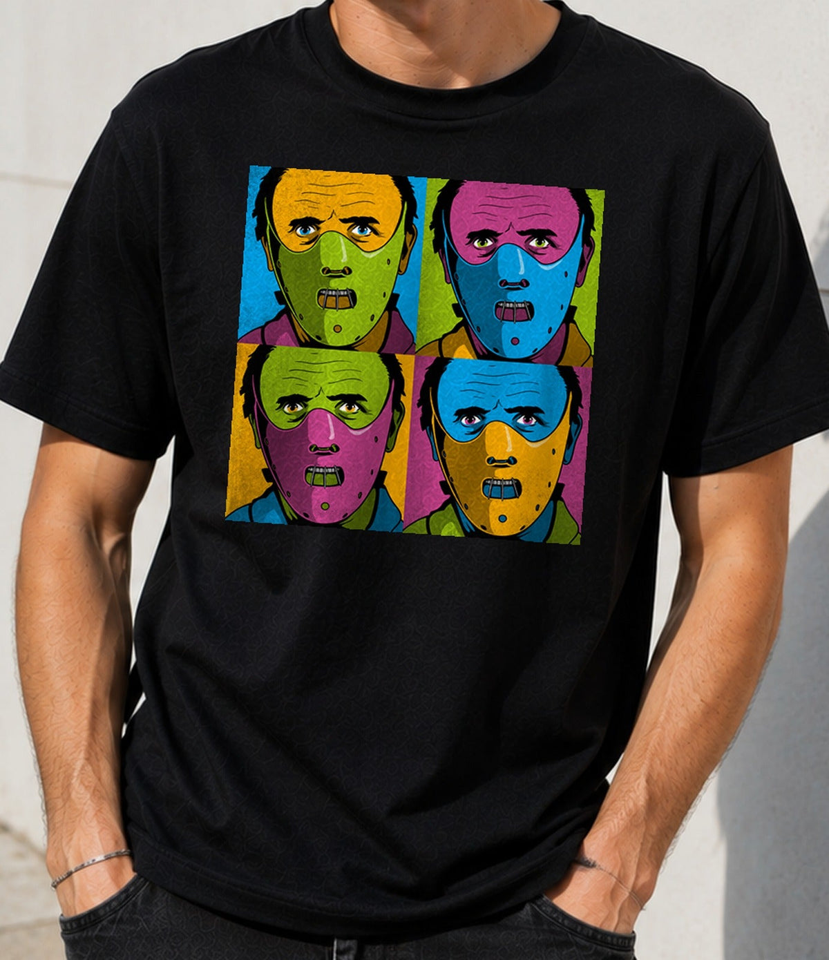 Camiseta Pop Hannibal – Terror Psicológico en Pop Art (negra)