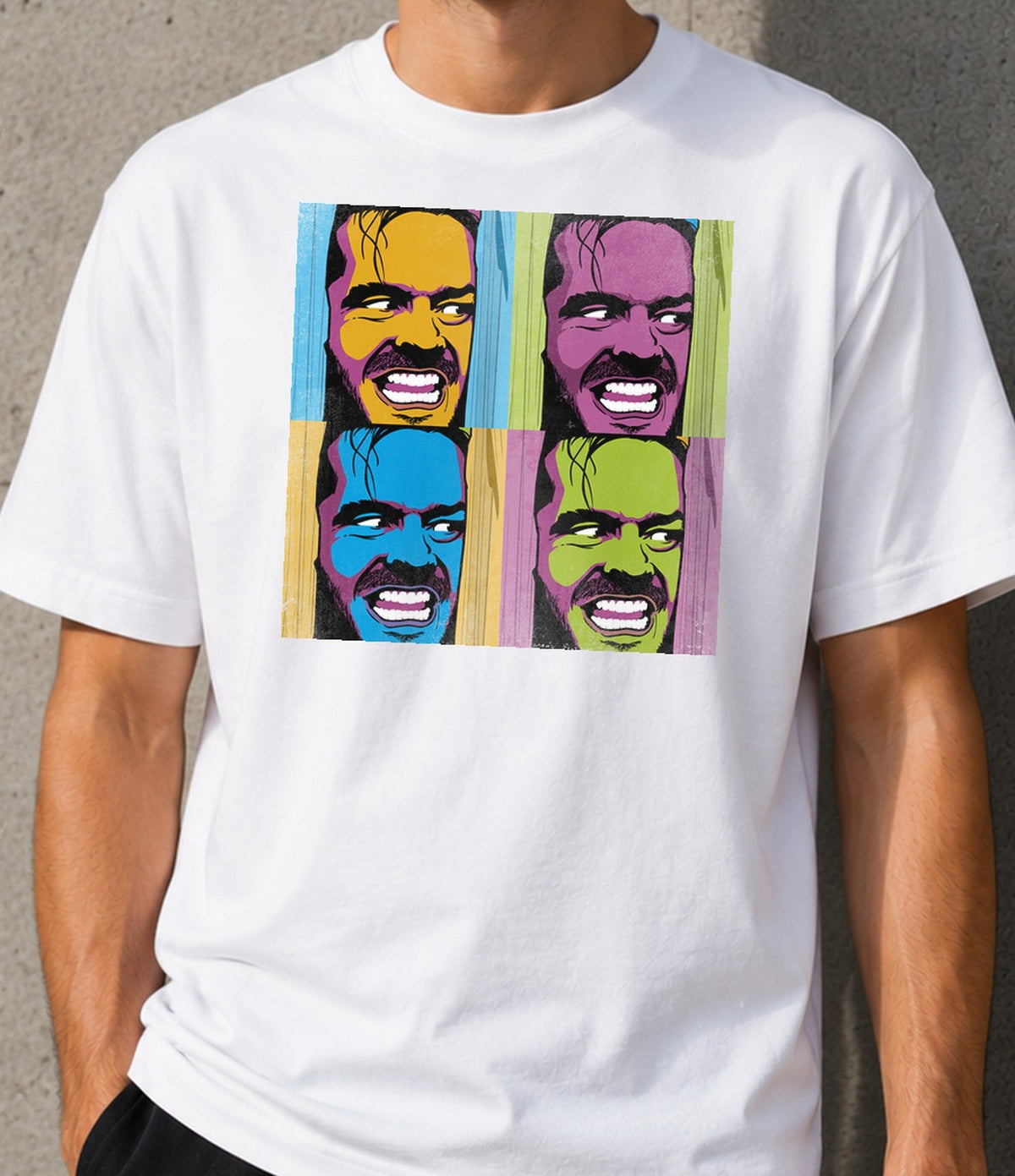 Camiseta Pop Shining – Terror Clásico Pop Art (blanca)