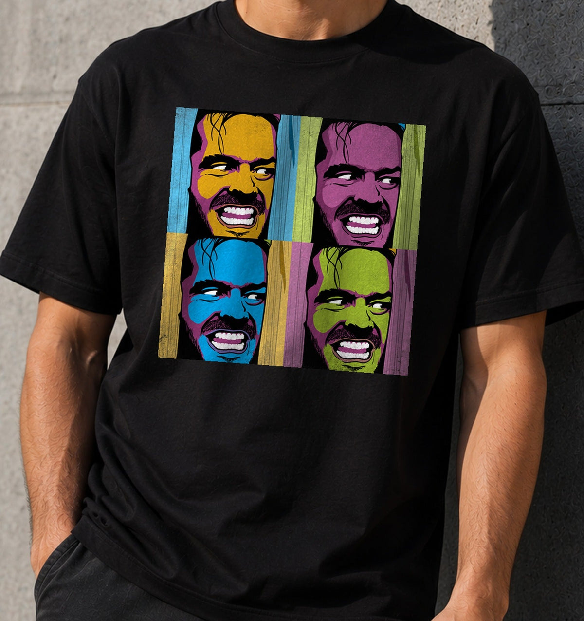 Camiseta Pop Shining – Terror Clásico Pop Art (negra)