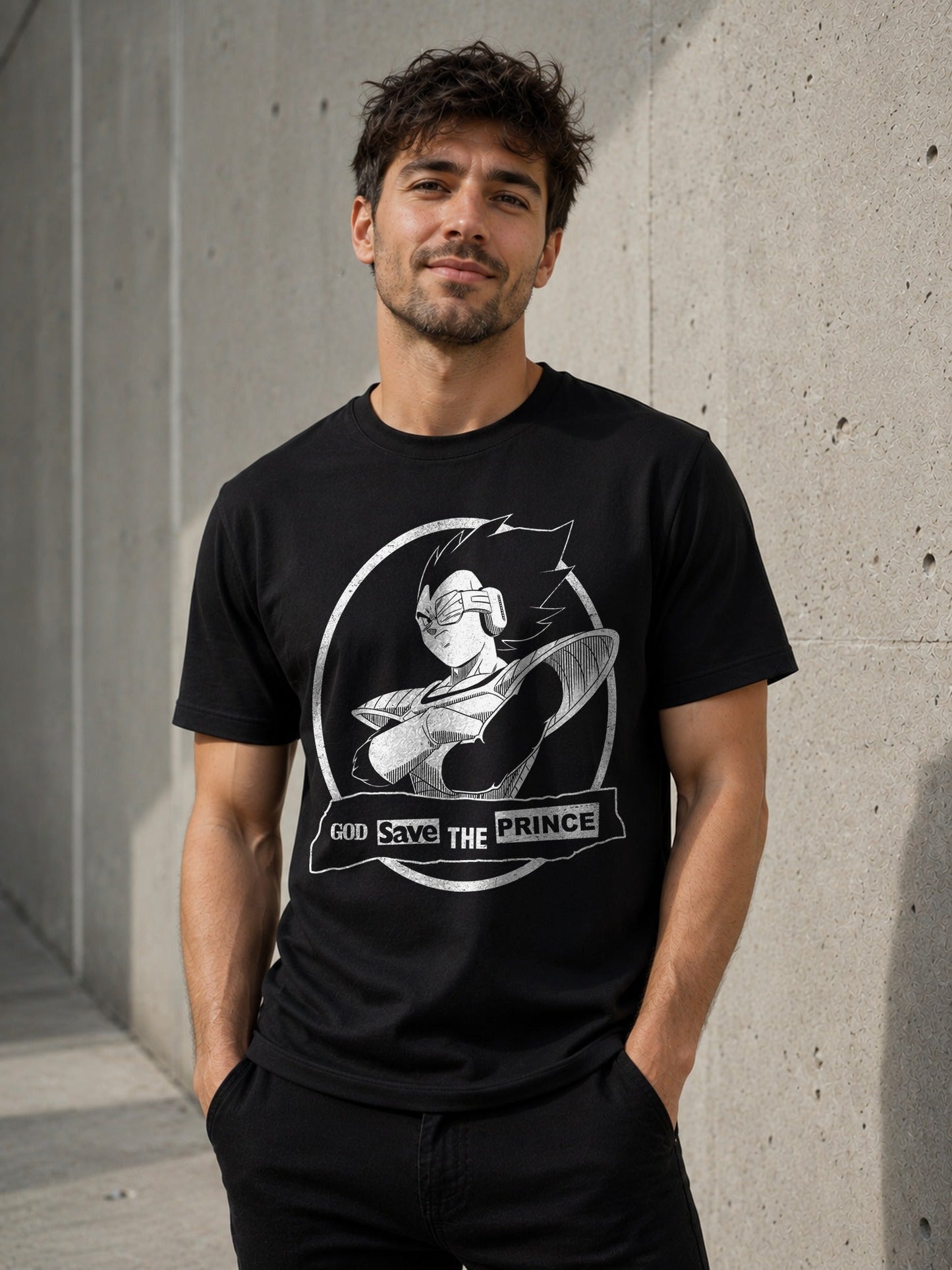 Camiseta Prince of the Saiyans – Vegeta de Dragon Ball (negra)
