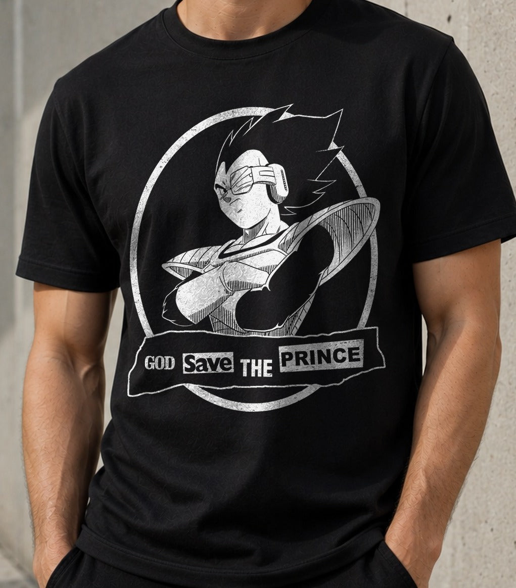 Camiseta Prince of the Saiyans – Vegeta de Dragon Ball (negra)