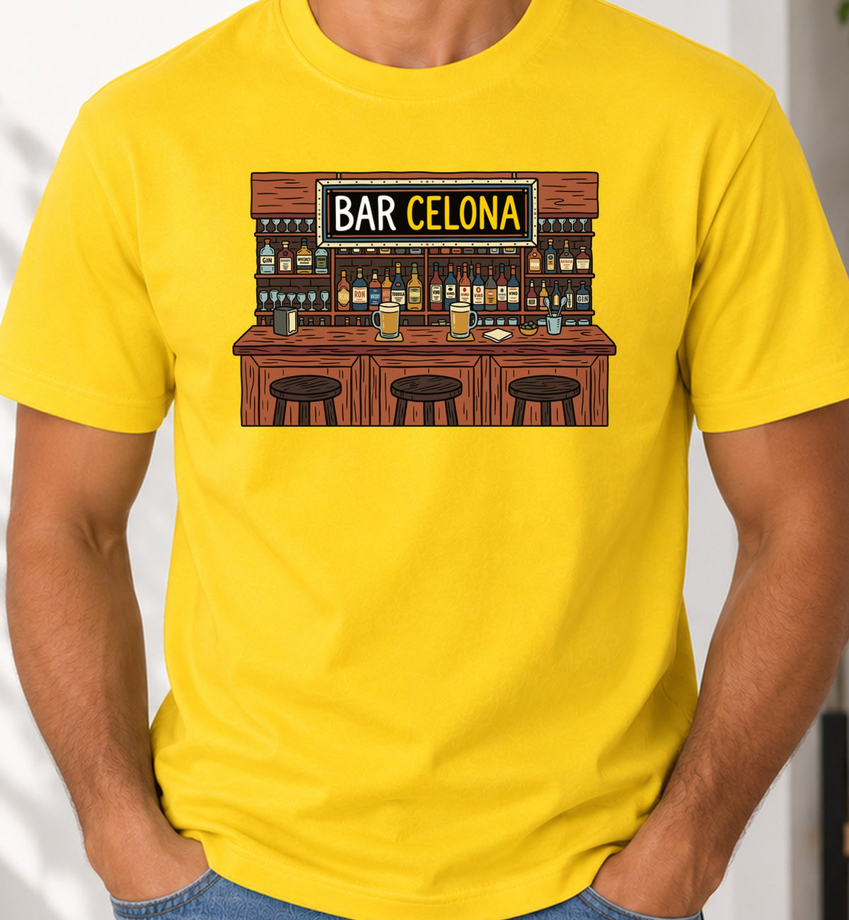 Camiseta Bar Celona – Regalo para amantes de la cerveza (amarilla)