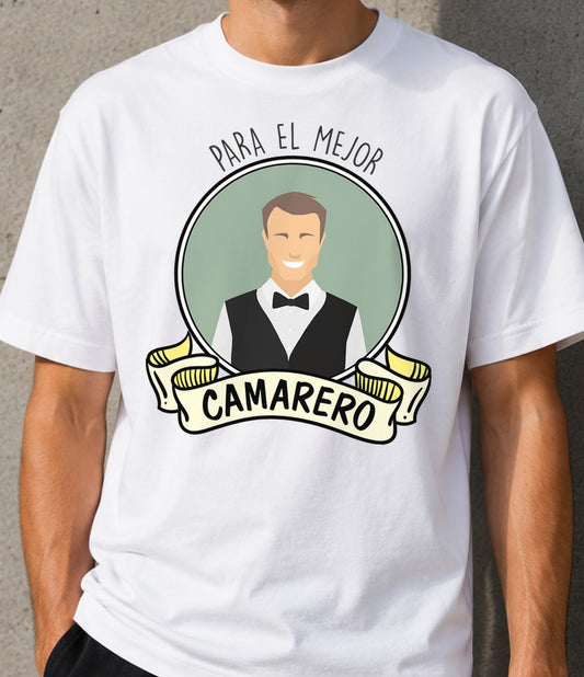 Camiseta Mejor Camarero – Regalo para Camareros (blanca)